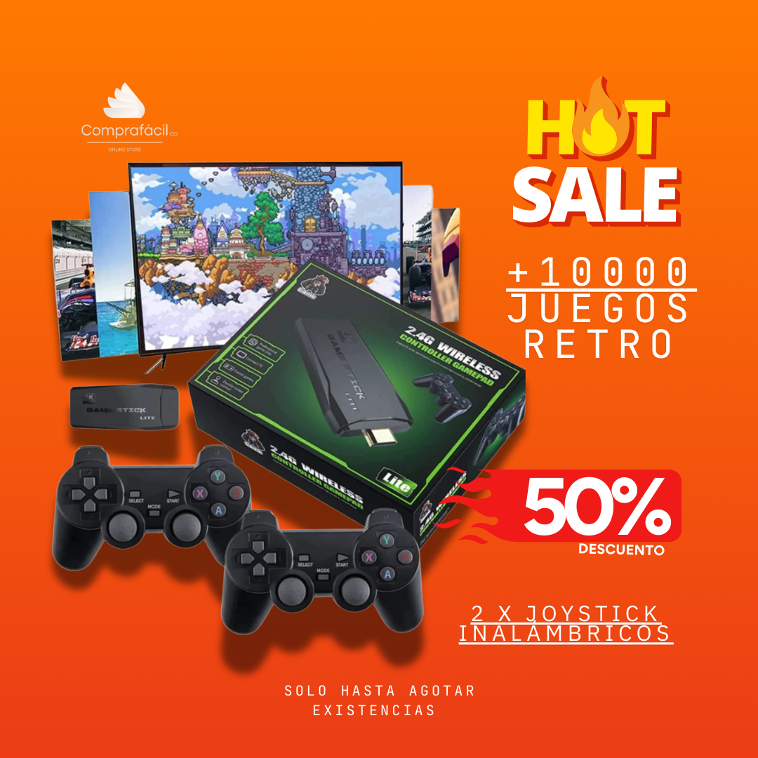 RetroStick X: 3000 Juegos Clásicos + 2 Controles Inalámbricos
